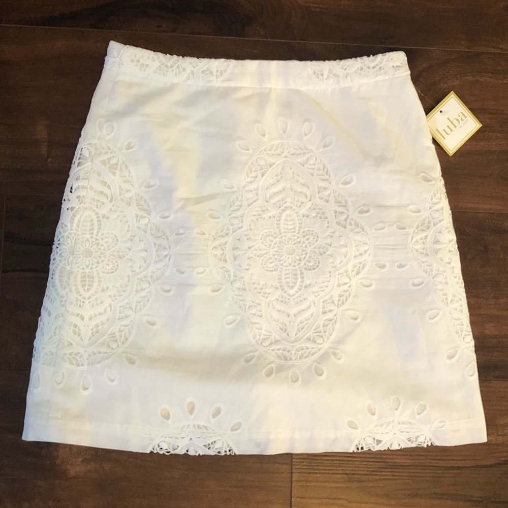 NWT Luba by Payne white lace linen skirt